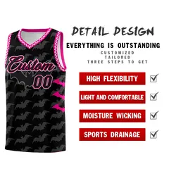 Black White Bat Pattern Halloween Basketball Jersey 2