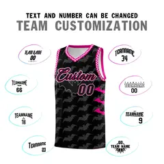 Black White Bat Pattern Halloween Basketball Jersey 4