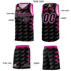 Black White Bat Pattern Halloween Basketball Jersey 5