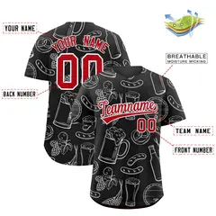 Black White Beer Pattern National Beer Day Baseball Jersey 2