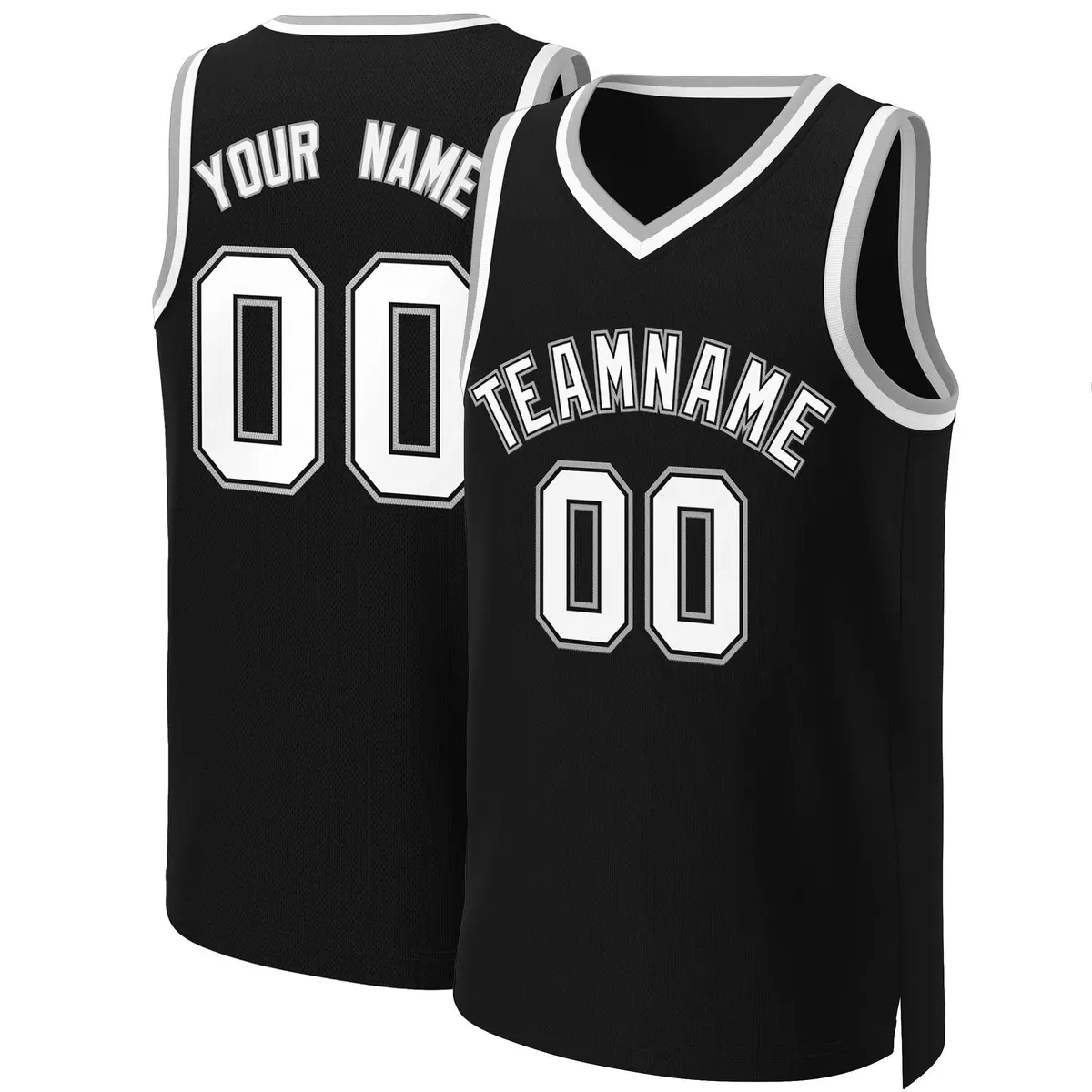 Black White-Black Classic Basketball Jersey