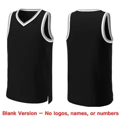 Black White-Black Classic Basketball Jersey 6