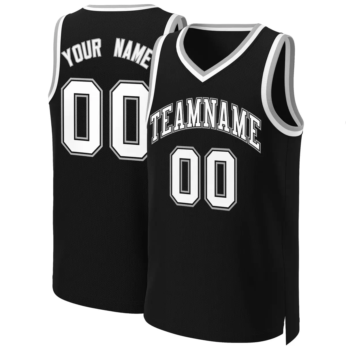 Black White-Black Classic Basketball Jersey