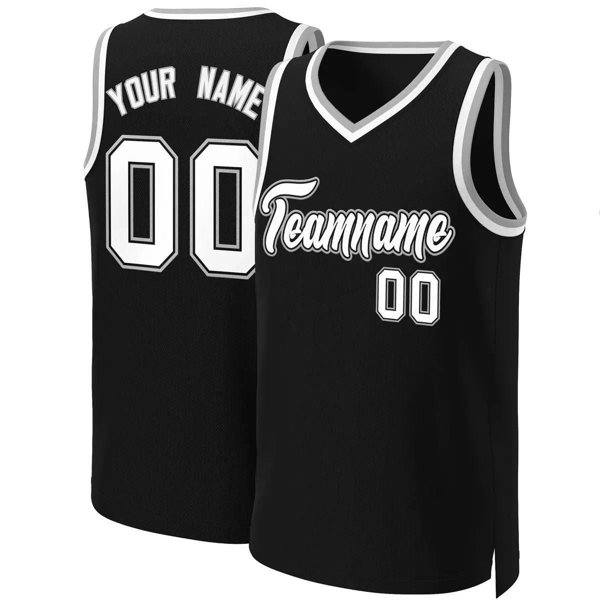 Black White-Black Classic Basketball Jersey