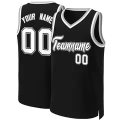 Black White-Black Classic Basketball Jersey 1