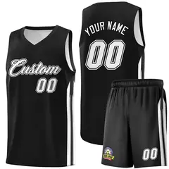 Black White-Black Classic Basketball Jersey Set