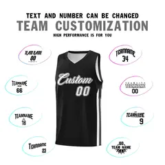 Black White-Black Classic Basketball Jersey Set 4