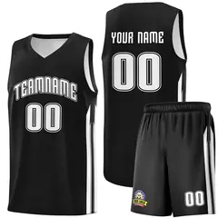 Black White-Black Classic Basketball Jersey Set