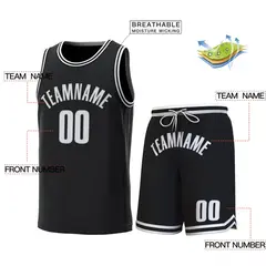 Black White-Black Classic Sets Basketball Jersey 2