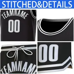 Black White-Black Classic Sets Basketball Jersey 6