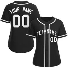 Black White-Black Classic Style Baseball Jersey For Women 1