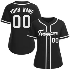 Black White-Black Classic Style Baseball Jersey For Women 1
