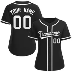 Black White-Black Classic Style Baseball Jersey For Women