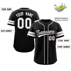 Black White-Black Full-Button Classic Baseball Jersey 2