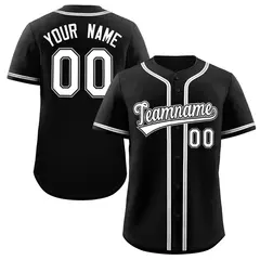 Black White-Black Full-Button Classic Baseball Jersey