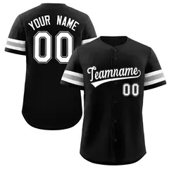 Black White-Black Full-Button Classic Baseball Jersey 1