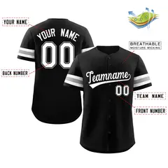 Black White-Black Full-Button Classic Baseball Jersey 2