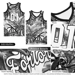 Black White-Black Graffiti Pattern Mesh Basketball Jersey 2