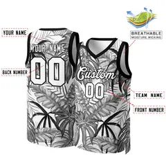 Black White-Black Graffiti Pattern Mesh Basketball Jersey 3