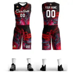 Black White-Black Graffiti Pattern Mesh Basketball Jersey