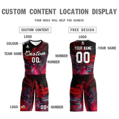Black White-Black Graffiti Pattern Mesh Basketball Jersey 3