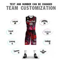 Black White-Black Graffiti Pattern Mesh Basketball Jersey 4