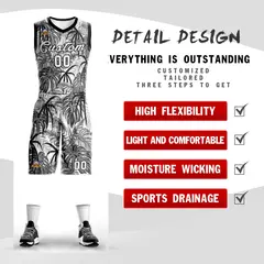 Black White-Black Graffiti Pattern Mesh Basketball Jersey 2