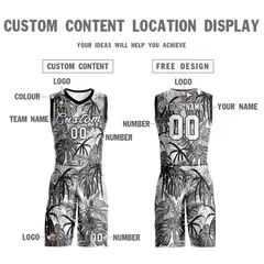 Black White-Black Graffiti Pattern Mesh Basketball Jersey 3