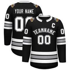 Black White Black-Gray Classic Style Hockey Jersey