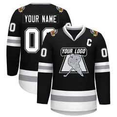 Black White Black-Gray Classic Style Hockey Jersey