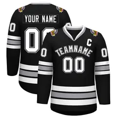 Black White Black-Gray Classic Style Hockey Jersey