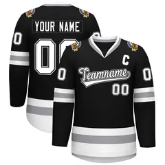 Black White Black-Gray Classic Style Hockey Jersey