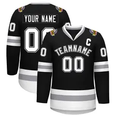 Black White Black-Gray Classic Style Hockey Jersey