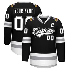 Black White Black-Gray Classic Style Hockey Jersey