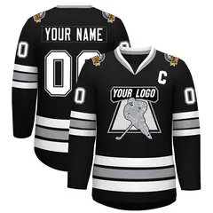 Black White Black-Gray Classic Style Hockey Jersey
