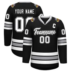 Black White Black-Gray Classic Style Hockey Jersey
