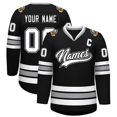 Black White Black-Gray Classic Style Hockey Jersey