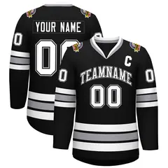 Black White Black-Gray Classic Style Hockey Jersey