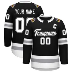 Black White Black-Gray Classic Style Hockey Jersey