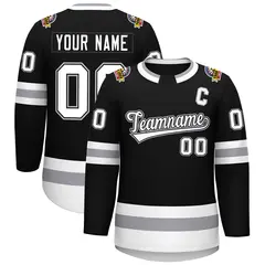 Black White Black-Gray Classic Style Hockey Jersey