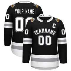 Black White Black-Gray Classic Style Hockey Jersey