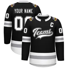 Black White Black-Gray Classic Style Hockey Jersey