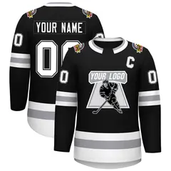 Black White Black-Gray Classic Style Hockey Jersey