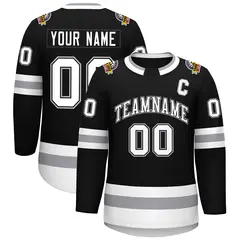 Black White Black-Gray Classic Style Hockey Jersey