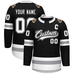 Black White Black-Gray Classic Style Hockey Jersey