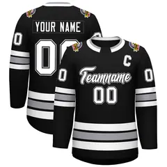 Black White Black-Gray Classic Style Hockey Jersey