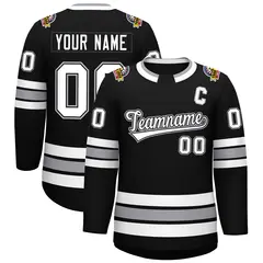 Black White Black-Gray Classic Style Hockey Jersey