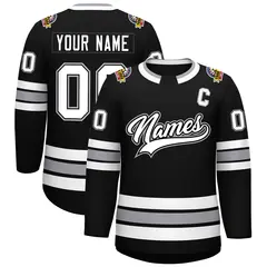 Black White Black-Gray Classic Style Hockey Jersey
