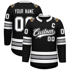 Black White Black-Gray Classic Style Hockey Jersey