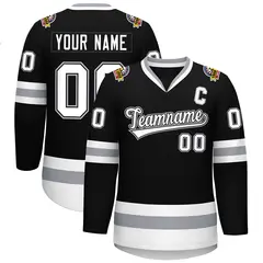 Black White Black-Gray Classic Style Hockey Jersey